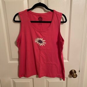 Life Is Good Women's Pink Tank Top with Daisy Graphic